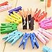 YYaaloa Mini Photo Clips 1 inch Mini Colored Natural Wooden Photo Paper Peg Pin Clothespins Craft Clips with 32.8ft Hemp String Jute Twine (45-50pcs, Assorted Color 25mm)
