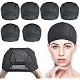 Smilco Mesh Dome Cap for Wig Making 6 Pack Stretchable Dome Mesh Lace Front Wig Caps for Women （Black）