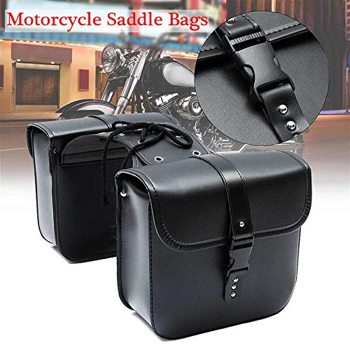Luixxuer Pair of Motorcycle Panniers Saddle Bags, Cruiser Travel Bags, Double Luggage Packing Side Bag, Waterproof Premium PU Leather Black