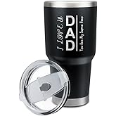 Fanfoobi 30oz Dad Coffee Tumbler From Son for Fathers Day Birthday Christmas, I Love You Dad Stainless Steel Travel Coffee Mug, Thermal Cup with Spill Proof Lid