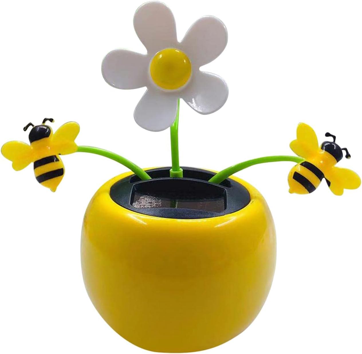 Yellow Solar Dancing Flowers Shaking Head Car Ornaments - Solar Powered Car Toy Solar Flowers Shaking Head Dancing Toy Figurine Statue Car Dash Board Ornaments For Desk Decoration