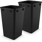 Rev-A-Shelf Replacement Polymer Waste Container for Pullouts, 27 Qt. | Large-Capacity Waste/Recycling Bins Only for Kitchen Cabinet Pullouts, (2) Pack, Black, RV-1024-18-2