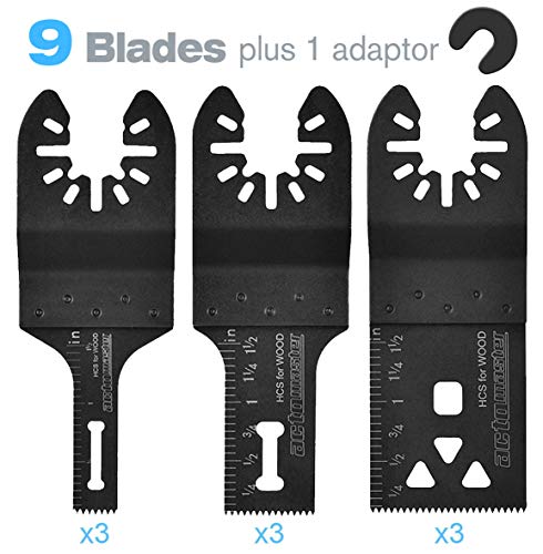ACTOMASTER HCS Plunge Flush Cutting Blade Set for Oscillating Tool Multitool, Pack of 9