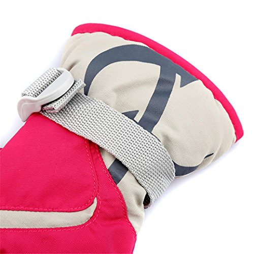 Binmer(TM) Child Winter Warm Waterproof Windproof Snow Snowboard Ski Sport Gloves (Pink) - Thumbnail 4