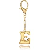 WOWORAMA Initial Letter Keychain for Women Chunky Gold Bubble Letter Bag Charm Purse Charm Personalized Keyrings Accessories