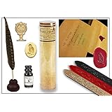 Harry Potter Quill & Ink Wizard's Writing Bundle with Parchment Paper & Owl Sealing Wax Seal Stamp