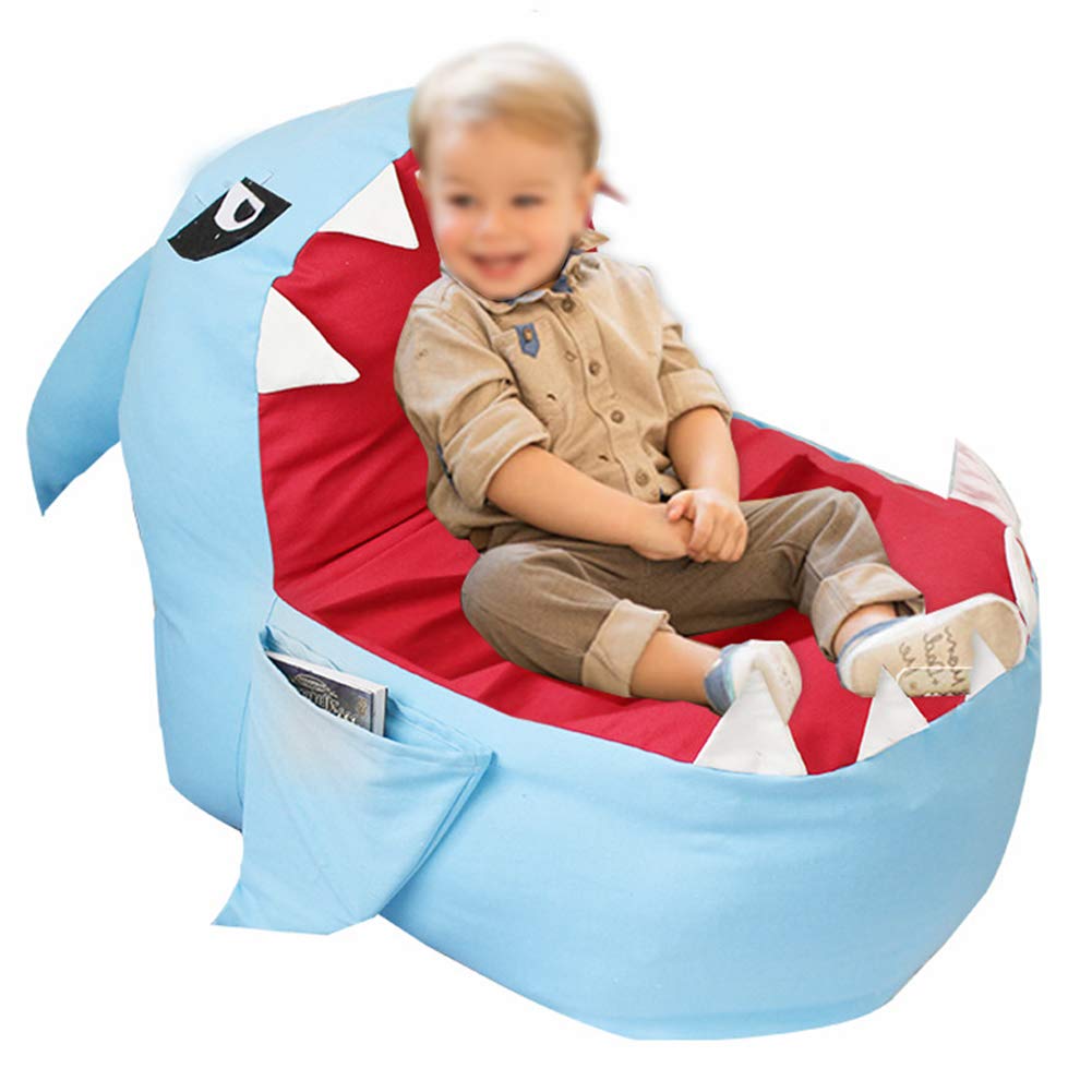 GOTOTOP Stuffed Animal Storage Bean Bag Chair, Soft Plush Toy Organizer Sofa for Boys and Girls Adults Large Size 31.5 * 31.5 * 19.69inch(No Stuffing) (Blue)