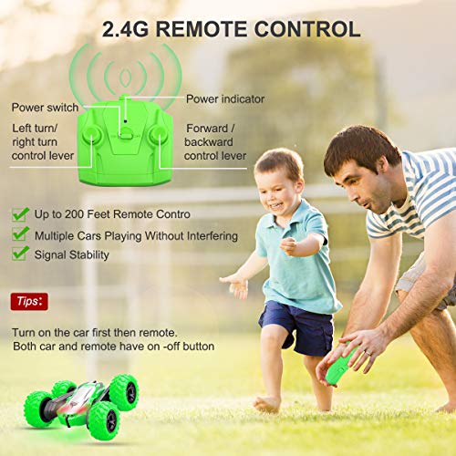 KToyoung RC Car Toys for Kids Adults, Remote Control Car with Double Sided Rotating Vehicles 360°Flips, RC Stunt Cars Toys with Dual-Color Headlights for Boys Girls Birthday Xmas Gifts