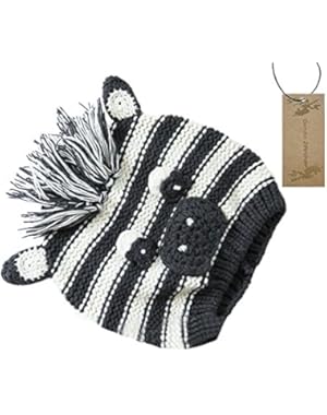 Cute Black White Striped Zebra Crochet Knit Hat for Infant Baby Boys