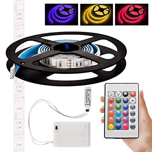 Battery Powered LED Strip Lights,1m/3.28ft Flexible RGB Led Lights