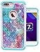 iPhone 7 Plus Case, Nuomaofly [Creative] Studded Rhinestone Crystal Bling Hybrid Armor Defender Dual Layer Protective Case Cover for Apple iPhone 7 Plus (Flower)