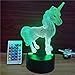Xmeilo 16 LED Color 3D Illusion Platform Night Lighting Touch Switch Table Desk Decor LED Lamp with Remote Control Unicorn