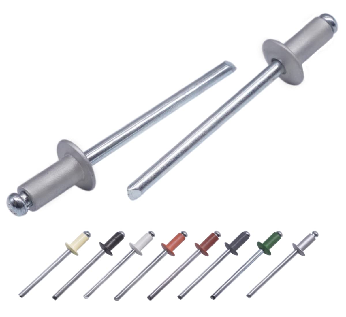 (Pack of 100 pcs) Painted Blind Rivets 4.0 x 8 mm, Dome Head, DIN 7337, Aluminum Rivet and Steel Mandrel, Pop Rivets (100, White Aluminium RAL 9006)