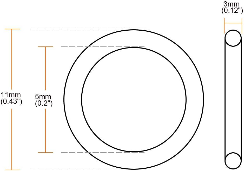 sourcing map Nitrile Rubber O-Rings 11mm OD 5mm ID 3mm Width, Metric Buna-N Sealing Gasket, Pack of 50 - Image 4