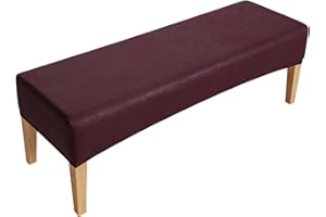 FORCHEER Dining Bench Cover Innovative Imitation Leather Fabric Bench Slipcover for Living Room Washable Ottman Cover Seat Protector for Bedroom, Kitchen(Wine red)