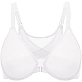 DELIMIRA Women's Cosnufy Posture Front Closure Bras Sheer Mesh Plus Size Underwire Unlined Bra