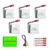 Noiposi 5Pcs 3.7V 650mah Lipo Battery with X6 Charger for TOZO X8tw Q1012 Skyhunter QQPOW X8 Foldable FPV Drone Rc Quadcopter (X8TW Battery)