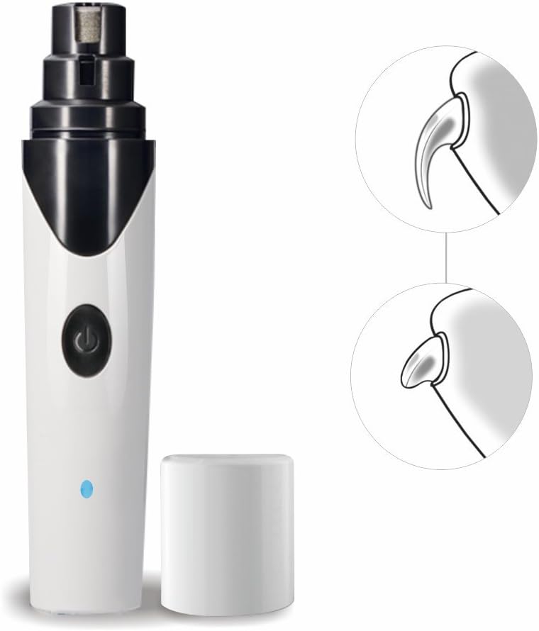 Pet Nail Grinder, SKILEEN Rechargeable Pet Nail Clippers Trimmers File Electric Dog and Cat Nail Grooming Tool with USB Charging Cord (White)