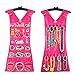 My Little Dress Hanging Jewelry Organizer with Satin Hanger, New & Improved, Closet Storage, 2 sided for Jewelry, Hair Accessories & Makeup (1-Pink Dress & Black Satin Hanger, 24 pockets 17 loops)