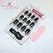False Nails Bling Art French Fake Black Matte Justice Squoval 24 Medium Tips