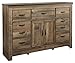Ashley Furniture Signature Design - Trinell Dresser - 7 Drawers/1 Cabinet - Fireplace Option Sold Separately - Rustic Brown Finish - Antiqued Bronze Hardware