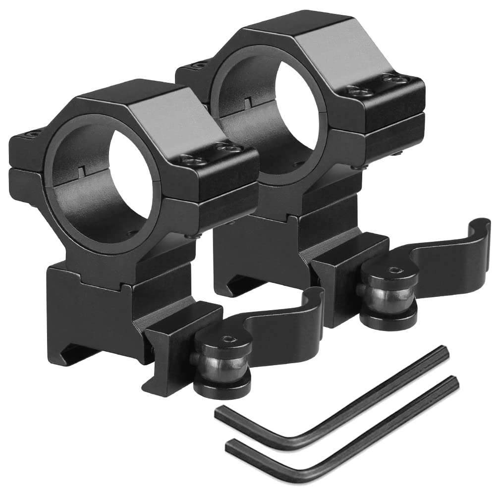 BILLION DUO 1" 25.4mm - 30mm High Ring Tactical Precision Scope Mount QD Quick Release Mount Base,Industrial Grade 20mm Scope Rings, | 60mm Center Height,2 Pack (KC05_2PCS)