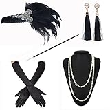 ZeroShop 1920s accessories Headband Earrings Necklace Gloves Cigarette Holder (Medium, M10)