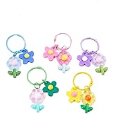 Leadigol 5pcs Cute Flower Keychain Acrylic Flower Key Chain Colorful Flowers Bag Pendant Accessories for Women