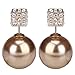 Eyourlife Fashion Womens Lady Earring Double Side Pearl Crystal Ear Studs Earrings Shiny Gold