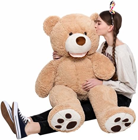 MorisMos Giant Teddy Bear With Big Footprints Stuffed animals Light Brown Toy Gifts for Girlfriend Children 1.2m
