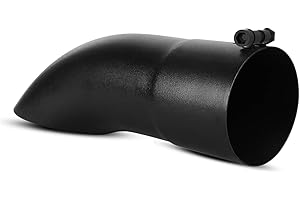 AUTOSAVER88 3.5 Inch Inlet Black Exhaust Tip, 3.5" Inlet 3.5" Outlet 12" Overall Length Stainless Steel Powder Coated Finish Turn Down Exhaust Tip, Fits 3 1/2 Inch OD Tailpipe, Bolt On, Turndown