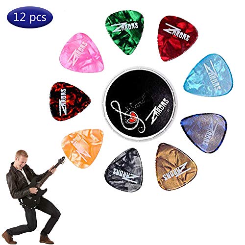 ZHRUNS 12 Pack Abstract Art Colorful Guitar Picks, Unique Guitar Gift For Bass, Electric & Acoustic Guitars Includes 0.46mm, 0.71mm, 0.96mm (12PCS)