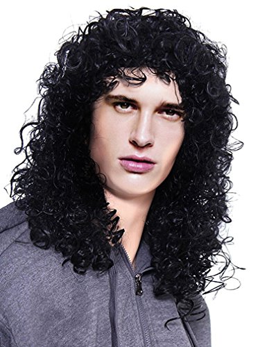 Halconia Men S Rocker Long Wavy Jet Black Cosplay Costume
