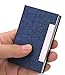 Business Card Holder Business Card Case - JuneLsy 2 Pack Luxury PU Leather and Stainless Steel Card Holder for Men and Women with Magnetic Shut Keep Business Cards Clean (Black/Blue)