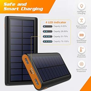 AOPAWA Powerbank Solare 26800mAh, Caricabatterie Solare Portatile Caricatore Solare Grande capacità Batteria Esterna… - immagine 7