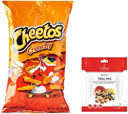 Fritolay Cheetos Corn Puffs Crunchy 227 gm and Rostaa Trail Mix Mini 35 gm