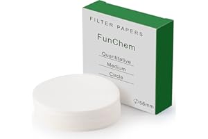 FunChem Quantitative Filter Paper Circles, 56 mm Diameter Cellulose Lab Filter Paper, 20 Micron, Medium Filtration Speed, Pack of 100