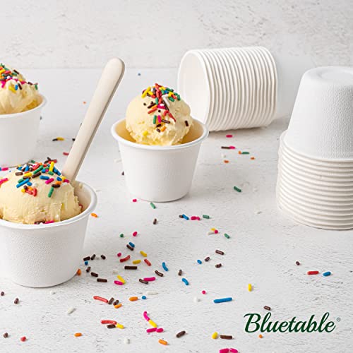 Portion Cups 4 oz Disposable Jello Shot Cups [100 Pack] Compostable Ice cream Cups Souffle