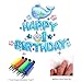 GOER Cute Blue Alphabet Letters and Whale Foil Balloons Set for Boy's 1st Birthday Party Decoration,Include 31 Balloons,32 Balloon Glue