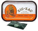 Zig Zag Orange Rolling Tray with Leaf Lock Gear Smell Proof Tobacco Pouch