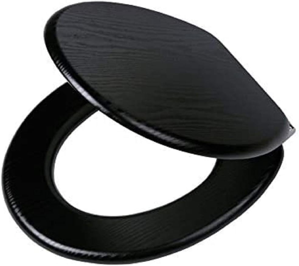 Tiger Blackwash MDF Toilet Seat Soft Close Quiet Adjustable Hinge Black