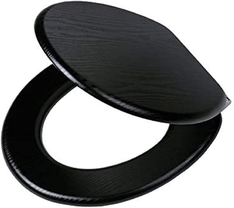 Tiger Blackwash MDF Toilet Seat Soft Close Quiet Adjustable Hinge Black