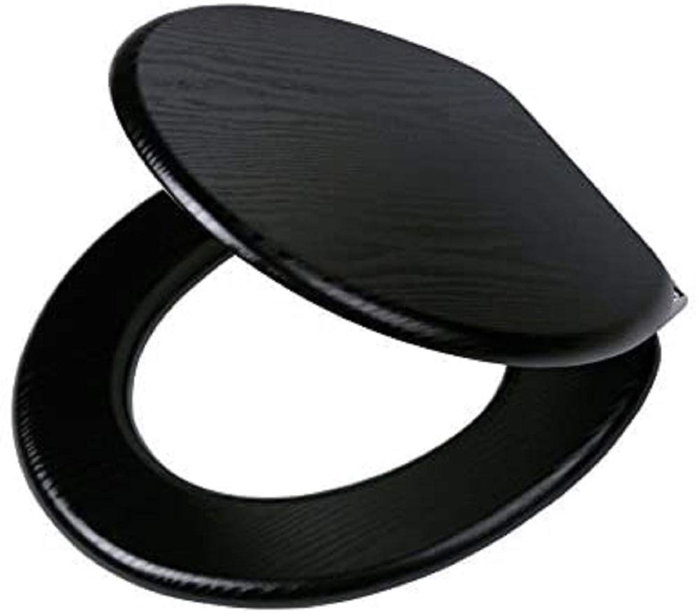 Tiger Blackwash Toilet Seat, MDF, Black, 37.5 x 5.5 x 43 cm