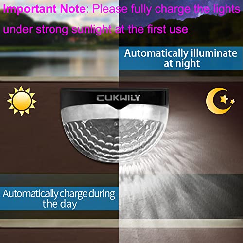 Fence Post Solar Lights CUKWILY Solar Deck Lights Wall Mount Solar Powered Lights Decorative Lighting 2 Packs Black