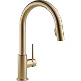 Delta Trinsic Brushed Gold Kitchen Faucet with Pull Down Sprayer, Modern Single Hole Kitchen Sink Faucet, Single Handle, Champagne Bronze 9159-CZ-DST