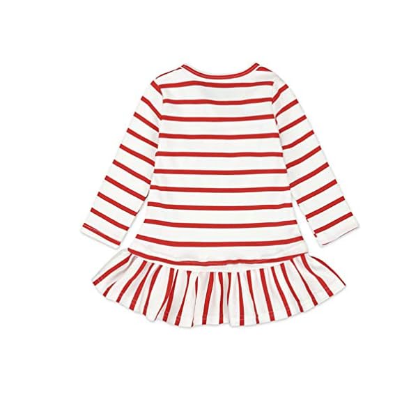 Fashspo Toddler Girl Christmas Dress Stripe Long Sleeve Autumn Winter Xmas Cotton Santa Claus Basic Shirt - Image 3