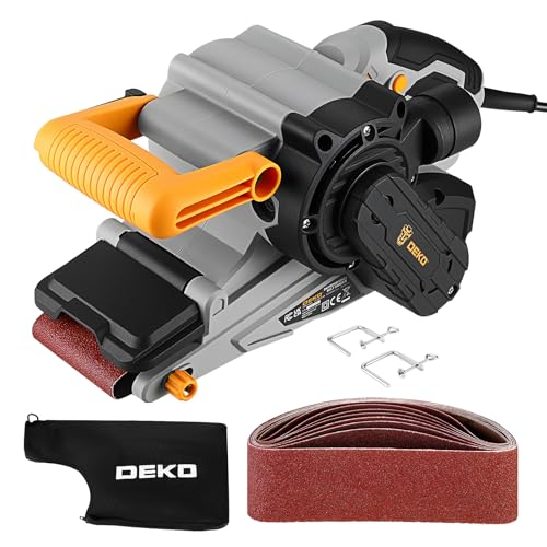 Belt Sander Corded: DEKOPRO 8.4A Belt Sander with Dust Bag & 2 Metal C Clamps, 1010W 3×21-Inch Power Belt Sanders with Variable-Speed Control for Woodworking