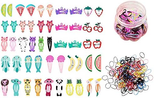 Cozywind Hair Clips Snap and Hair Ties Elastic Set for Little Girls Fruit Hair Barrettes for Baby Animal Metal Hair Pins Accessories for Toddler