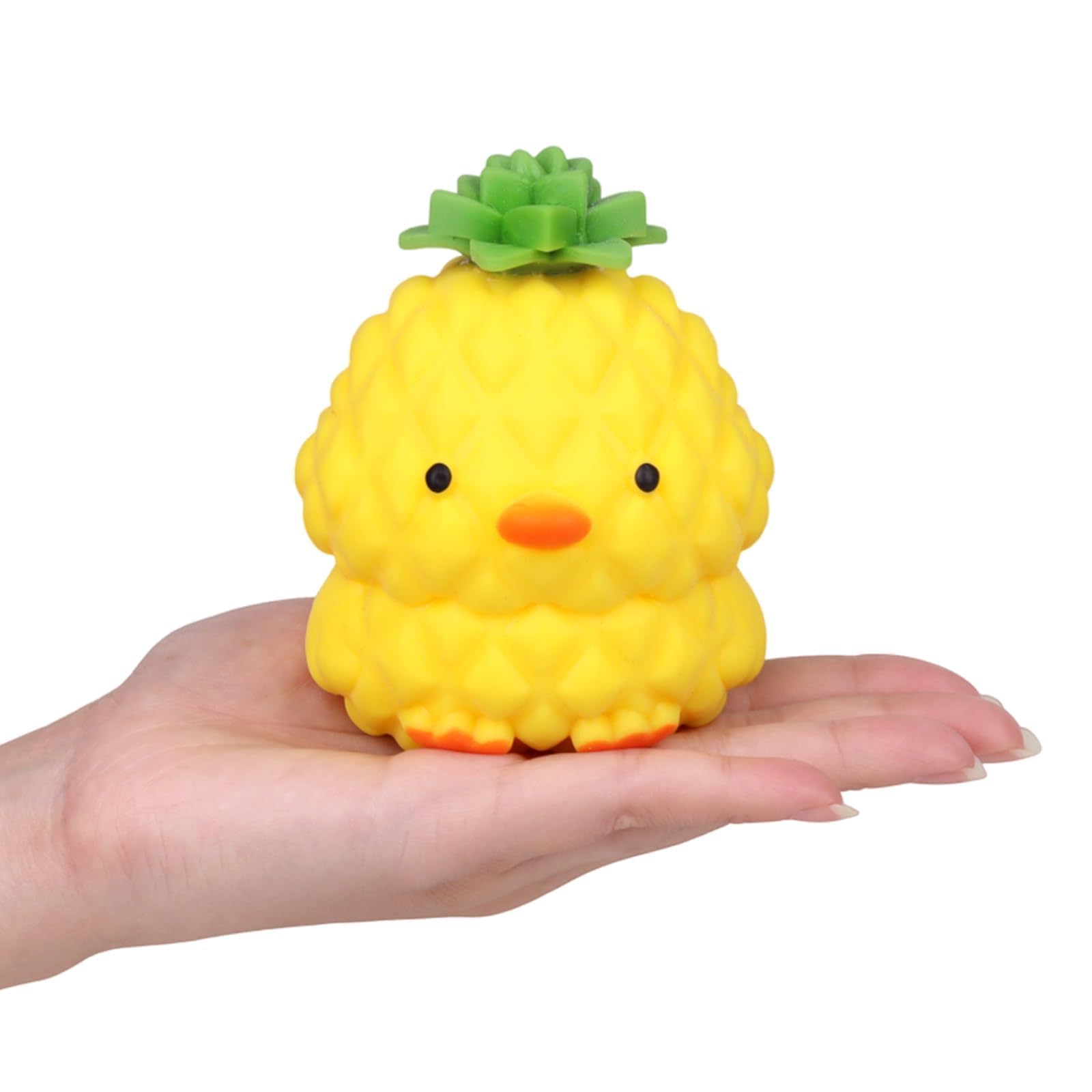 Anboor Squishy Pineapple Stress Balls, Animal Sensory Squeeze Toy for Anxiety Relief, Cute Duck Squishy Fidget Toys for Kids and Adults as Party Presents