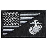 SpaceAuto USA American Flag w/ Marine Corps USMC Military Tactical Morale Badge Patch 3